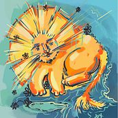 Baby lion cub. Een project van Traditionele illustratie, Ontwerp van personages, Kinderillustratie,  Schetsen, Schilderij, Schilderen met gouache,  Artistieke tekening,  Creativiteit, Creativiteit met kinderen, Digitale illustratie, Digitale tekening, Realistische tekening y  Tekening van Christina Rodina - 03.04.2023