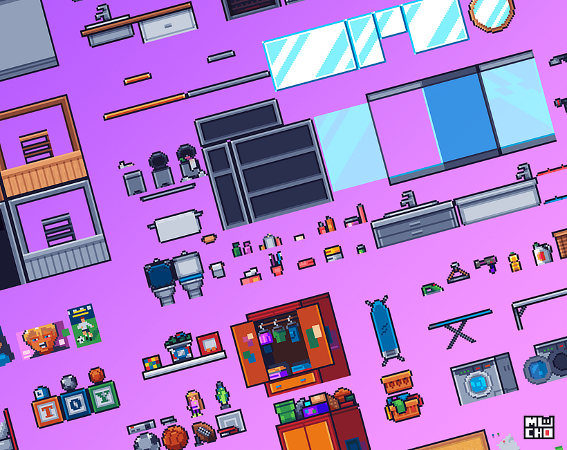 Pixel Art Tileset: House Interiors 8
