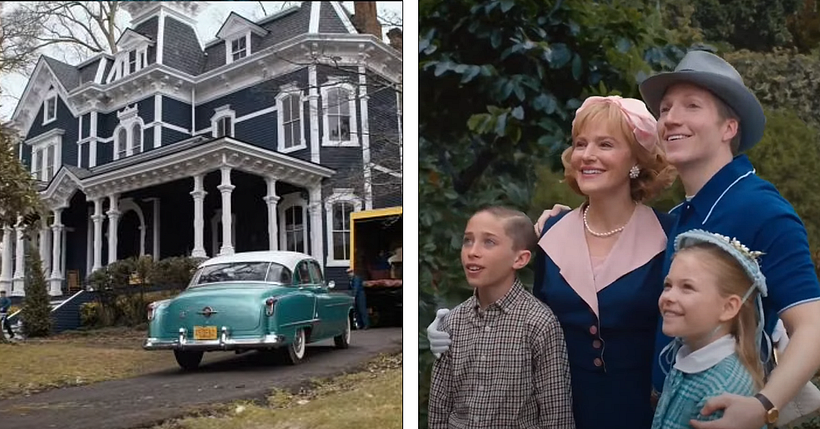 The Creel House (left) and the Creel family in the 1950s (right).